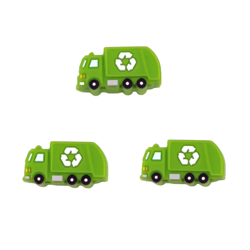 Silikonperle - 3D Müllwagen - Grün