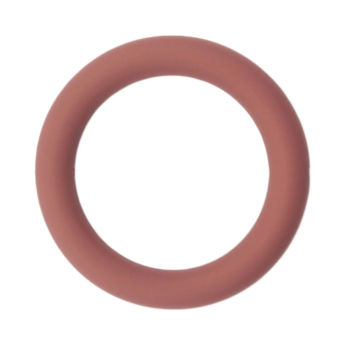 Siliconen Ring Doorrijgbaar <ul> <li>Kleurcode: Dark Rose</li> <li>BPA-vrij, EN-71 veilig getest siliconen</li> <li>Buitendiameter: 68 mm</li> <li>Binnendiameter: 46 mm</li> </ul> Jootjes Haakcadeautjes