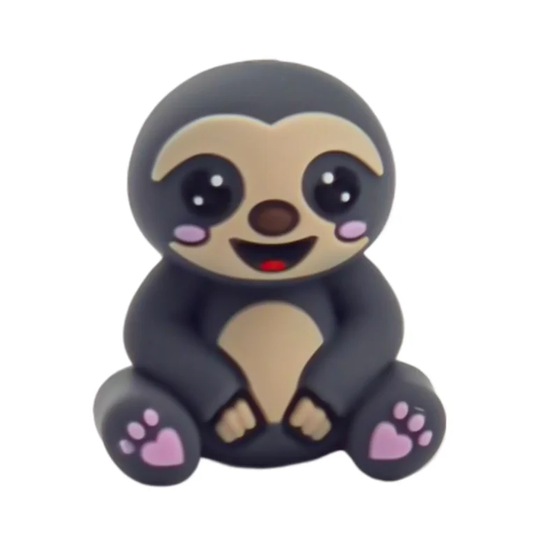 Silicone beads - 3D - Sloth - Anthracite