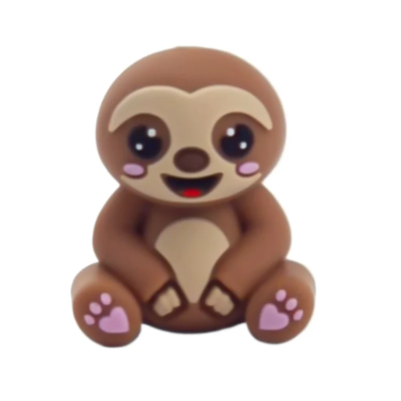 Silicone beads - 3D - Sloth - Milk Chocolate