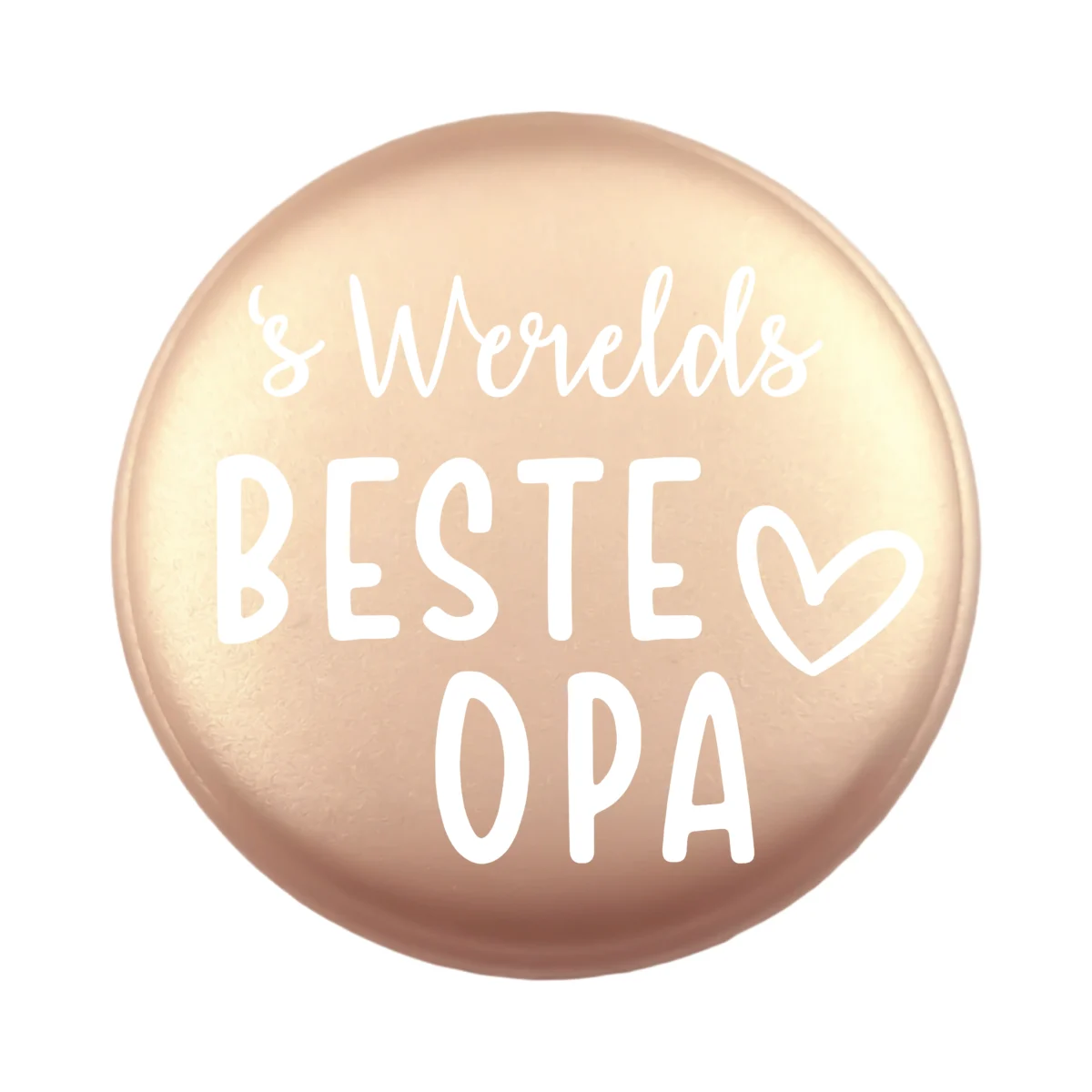 <ul> <li>Gravering: 's Werelds Beste Opa</li> <li>Wensmuntje van 30 mm - Uniek Design! - Design geregistreerd</li> <li>Speciale Custom made siliconen kralen</li> <li>Deze kralen worden gemaakt met een speciale unieke productietechniek!</li> <li>Meerdere Nugget kleuren te kiezen.</li> <li>Gat van boven naar beneden</li> <li>Hoge kwaliteit baby veilig siliconen</li> <li>Veilig volgens EN-71 chemische testen!</li> </ul> Perfect voor het gebruik op onze wijnstoppers, sleutelhangers, flesopeners, jashangers, notitieboekjes en meer. Jootjes Haakcadeautjes