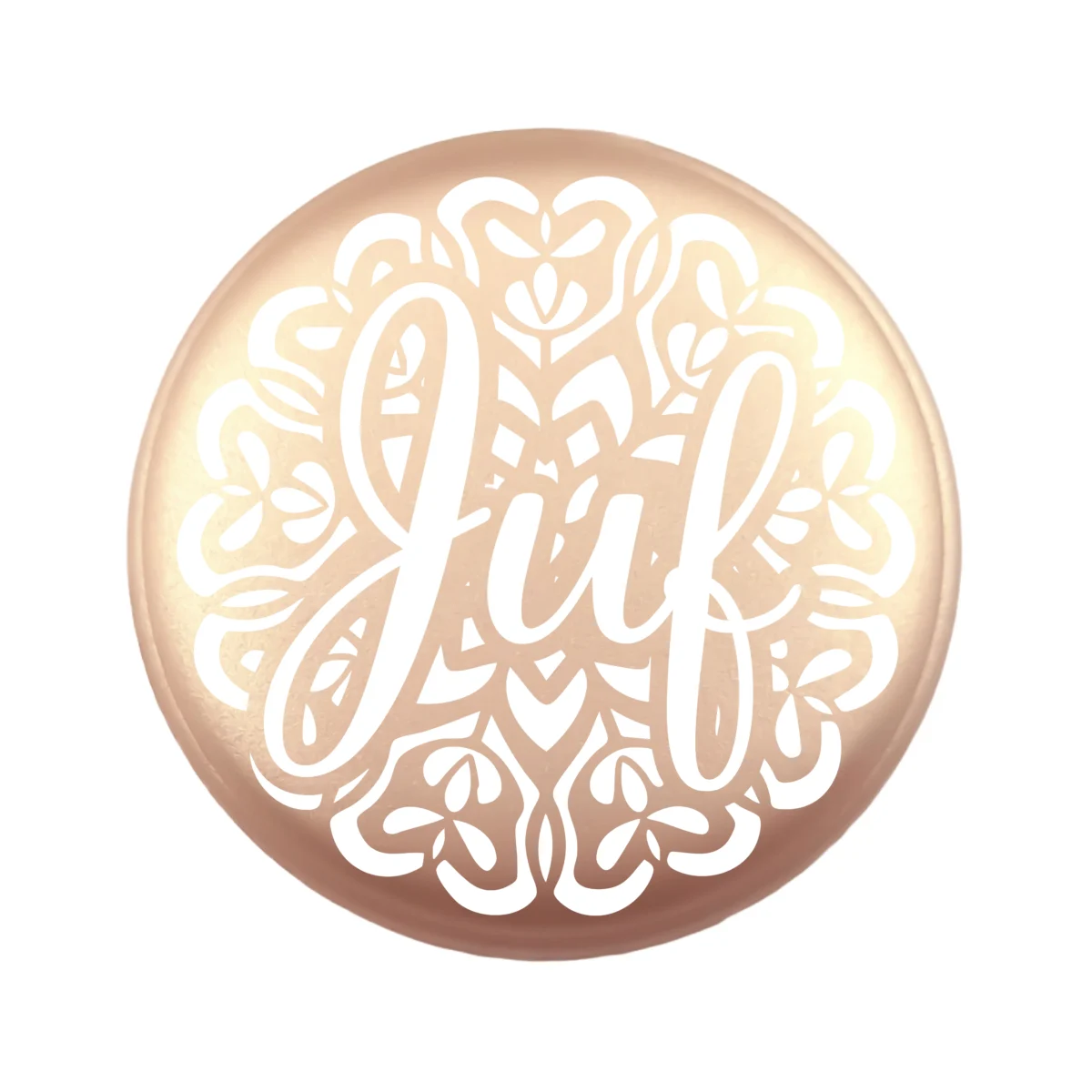 <ul> <li>Gravering: Juf Mandala</li> <li>Wensmuntje van 30 mm - Uniek Design! - Design geregistreerd</li> <li>Speciale Custom made siliconen kralen</li> <li>Deze kralen worden gemaakt met een speciale unieke productietechniek!</li> <li>Meerdere Nugget kleuren te kiezen.</li> <li>Gat van boven naar beneden</li> <li>Hoge kwaliteit baby veilig siliconen</li> <li>Veilig volgens EN-71 chemische testen!</li> </ul> Perfect voor het gebruik op onze wijnstoppers, sleutelhangers, flesopeners, jashangers, notitieboekjes en meer. Jootjes Haakcadeautjes