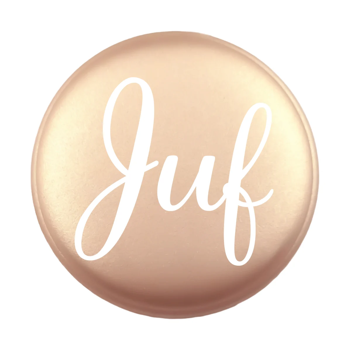 <ul> <li>Gravering: Juf met bloemenprint op de achterzijde.</li> <li>Wensmuntje van 30 mm - Uniek Design! - Design geregistreerd</li> <li>Speciale Custom made siliconen kralen</li> <li>Deze kralen worden gemaakt met een speciale unieke productietechniek!</li> <li>Meerdere Nugget kleuren te kiezen.</li> <li>Gat van boven naar beneden</li> <li>Hoge kwaliteit baby veilig siliconen</li> <li>Veilig volgens EN-71 chemische testen!</li> </ul> Perfect voor het gebruik op onze wijnstoppers, sleutelhangers, flesopeners, jashangers, notitieboekjes en meer. Jootjes Haakcadeautjes