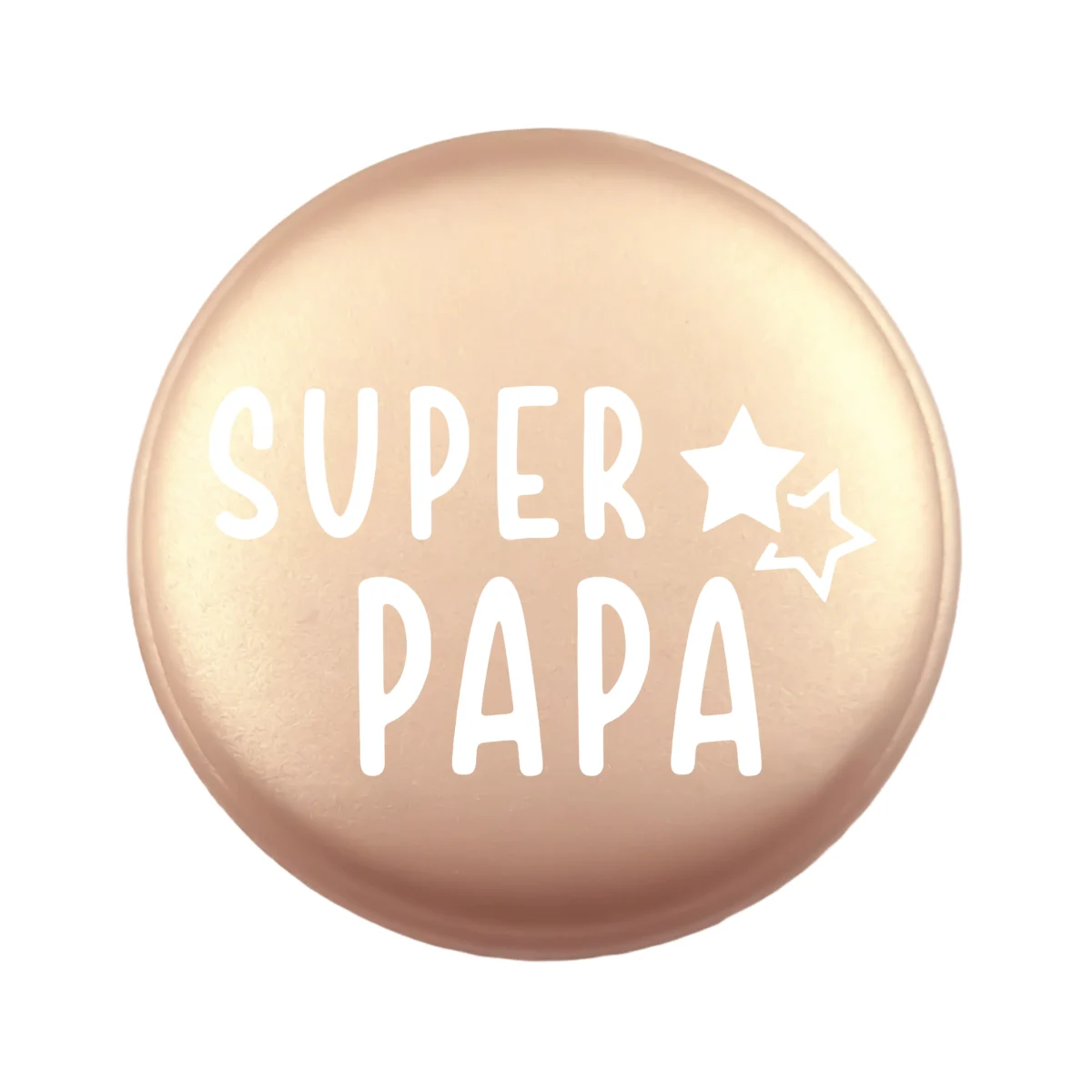 <ul> <li>Gravering: Super Papa</li> <li>Wensmuntje van 30 mm - Uniek Design! - Design Geregistreerd</li> <li>Speciale Custom made siliconen kralen</li> <li>Deze kralen worden gemaakt met een speciale unieke productietechniek!</li> <li>Meerdere Nugget kleuren te kiezen.</li> <li>Gat van boven naar beneden</li> <li>Hoge kwaliteit baby veilig siliconen</li> <li>Veilig volgens EN-71 chemische testen!</li> </ul> Perfect voor het gebruik op onze wijnstoppers, sleutelhangers, flesopeners, jashangers, notitieboekjes en meer. Jootjes Haakcadeautjes