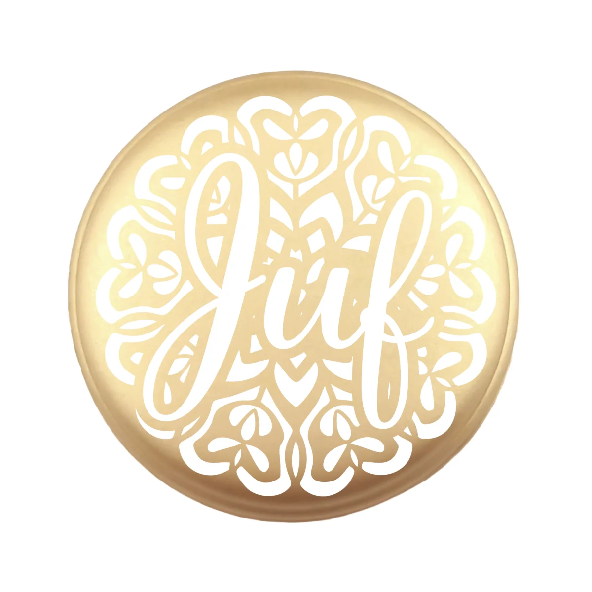<ul> <li>Gravering: Juf Mandala</li> <li>Wensmuntje van 30 mm - Uniek Design! - Design geregistreerd</li> <li>Speciale Custom made siliconen kralen</li> <li>Deze kralen worden gemaakt met een speciale unieke productietechniek!</li> <li>Meerdere Nugget kleuren te kiezen.</li> <li>Gat van boven naar beneden</li> <li>Hoge kwaliteit baby veilig siliconen</li> <li>Veilig volgens EN-71 chemische testen!</li> </ul> Perfect voor het gebruik op onze wijnstoppers, sleutelhangers, flesopeners, jashangers, notitieboekjes en meer. Jootjes Haakcadeautjes