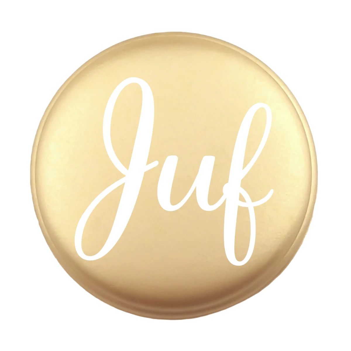 <ul> <li>Gravering: Juf met bloemenprint op de achterzijde.</li> <li>Wensmuntje van 30 mm - Uniek Design! - Design geregistreerd</li> <li>Speciale Custom made siliconen kralen</li> <li>Deze kralen worden gemaakt met een speciale unieke productietechniek!</li> <li>Meerdere Nugget kleuren te kiezen.</li> <li>Gat van boven naar beneden</li> <li>Hoge kwaliteit baby veilig siliconen</li> <li>Veilig volgens EN-71 chemische testen!</li> </ul> Perfect voor het gebruik op onze wijnstoppers, sleutelhangers, flesopeners, jashangers, notitieboekjes en meer. Jootjes Haakcadeautjes