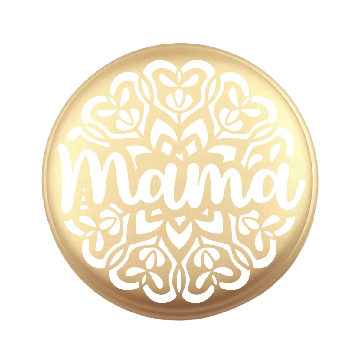 <ul> <li>Gravering: Mama Mandala</li> <li>Wensmuntje van 30 mm - Uniek Design! - Design geregistreerd</li> <li>Speciale Custom made siliconen kralen</li> <li>Deze kralen worden gemaakt met een speciale unieke productietechniek!</li> <li>Meerdere Nugget kleuren te kiezen.</li> <li>Gat van boven naar beneden</li> <li>Hoge kwaliteit baby veilig siliconen</li> <li>Veilig volgens EN-71 chemische testen!</li> </ul> Perfect voor het gebruik op onze wijnstoppers, sleutelhangers, flesopeners, jashangers, notitieboekjes en meer. Jootjes Haakcadeautjes