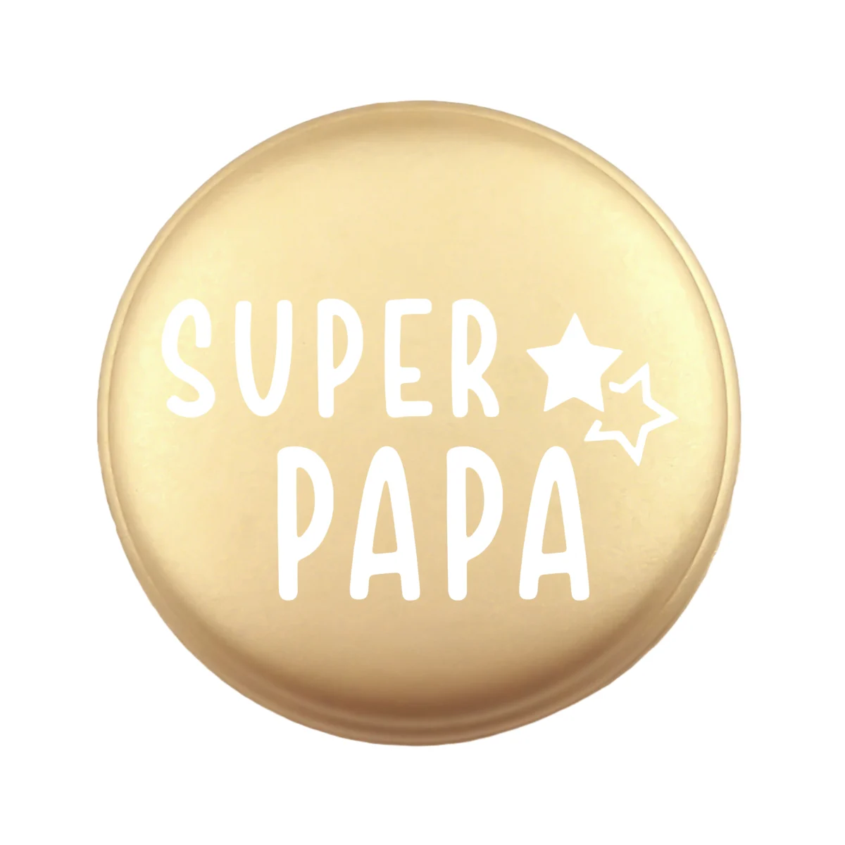<ul> <li>Gravering: Super Papa</li> <li>Wensmuntje van 30 mm - Uniek Design! - Design Geregistreerd</li> <li>Speciale Custom made siliconen kralen</li> <li>Deze kralen worden gemaakt met een speciale unieke productietechniek!</li> <li>Meerdere Nugget kleuren te kiezen.</li> <li>Gat van boven naar beneden</li> <li>Hoge kwaliteit baby veilig siliconen</li> <li>Veilig volgens EN-71 chemische testen!</li> </ul> Perfect voor het gebruik op onze wijnstoppers, sleutelhangers, flesopeners, jashangers, notitieboekjes en meer. Jootjes Haakcadeautjes