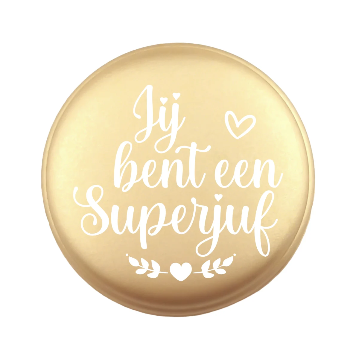 <ul> <li>Gravering: Superjuf</li> <li>Wensmuntje van 30 mm - Uniek Design! - Design geregistreerd</li> <li>Speciale Custom made siliconen kralen</li> <li>Deze kralen worden gemaakt met een speciale unieke productietechniek!</li> <li>Meerdere Nugget kleuren te kiezen.</li> <li>Gat van boven naar beneden</li> <li>Hoge kwaliteit baby veilig siliconen</li> <li>Veilig volgens EN-71 chemische testen!</li> </ul> Perfect voor het gebruik op onze wijnstoppers, sleutelhangers, flesopeners, jashangers, notitieboekjes en meer. Jootjes Haakcadeautjes