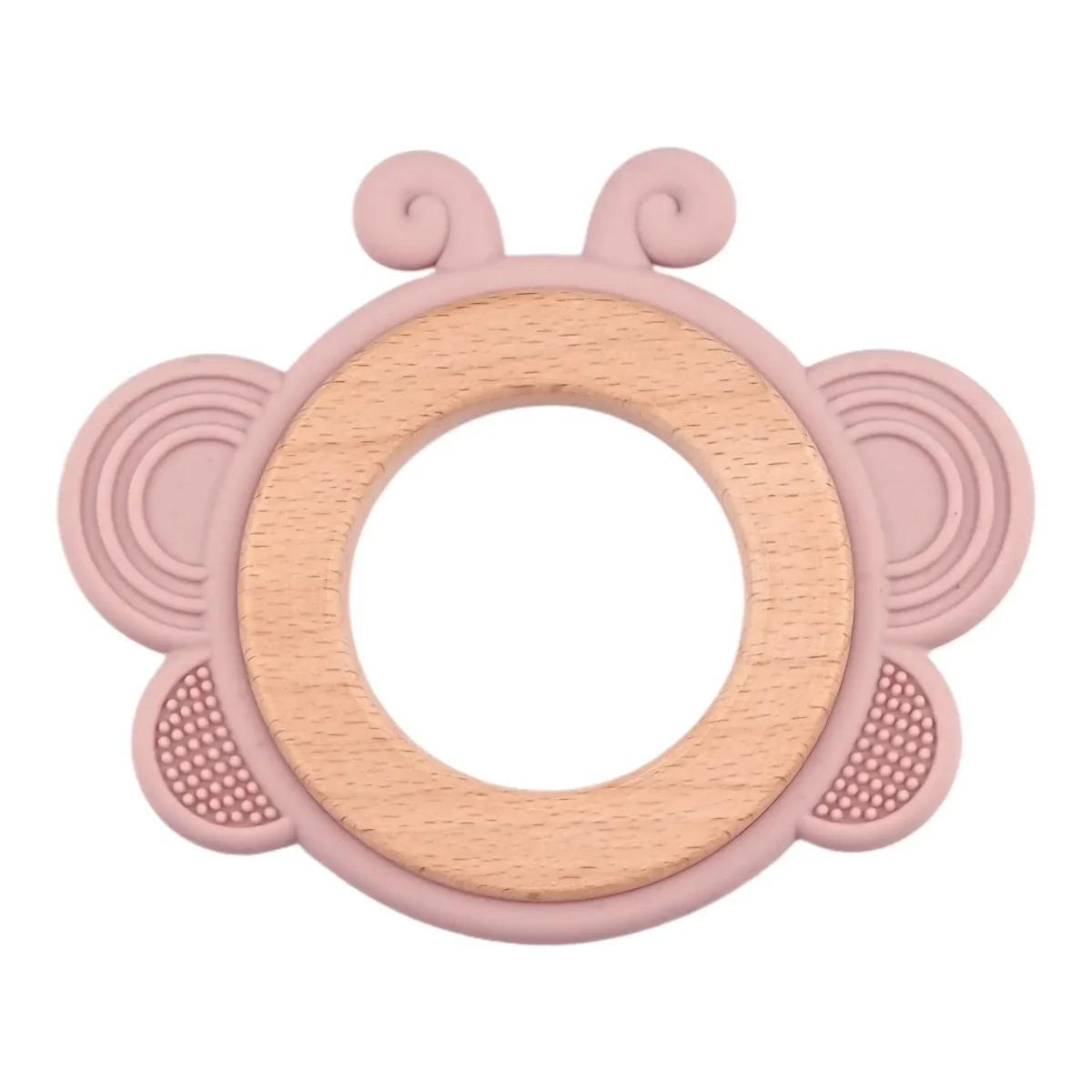 <ul> <li>Color: Old Pink</li> <li>Material: EN-71 safely tested beech wood and silicone material, completely BPA-free</li> <li>Model:Butterfly</li>
</ul>
  Jootjes Haakcadeautjes