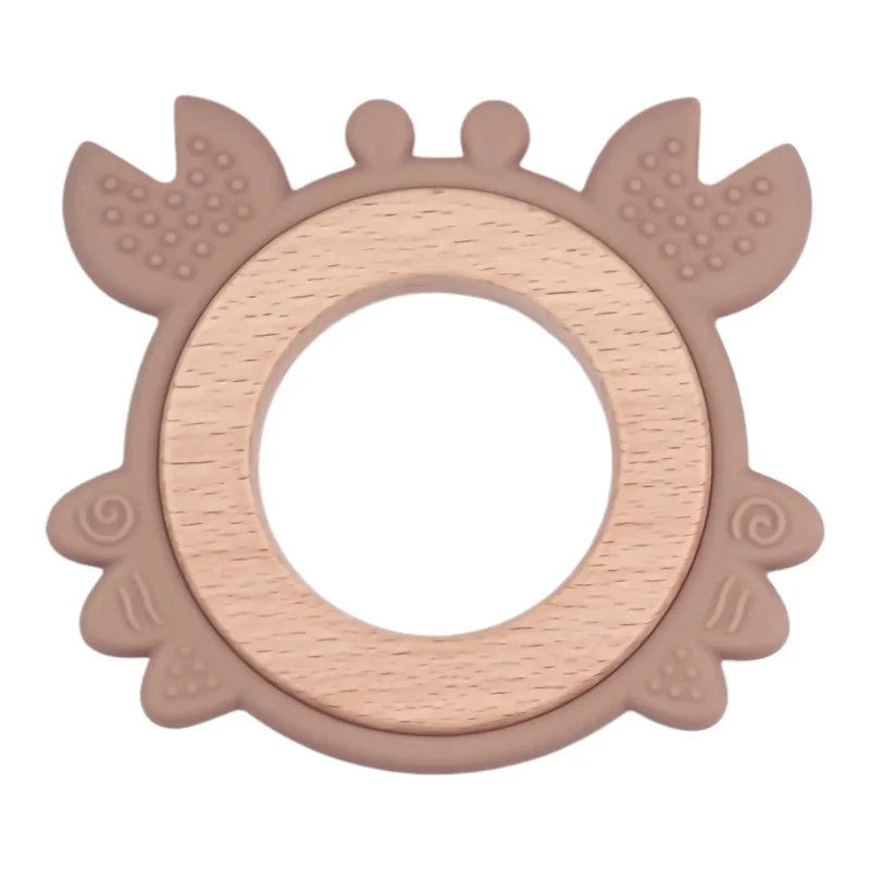 Bijtfiguur - Siliconen en Hout - Krab - Dark Wood