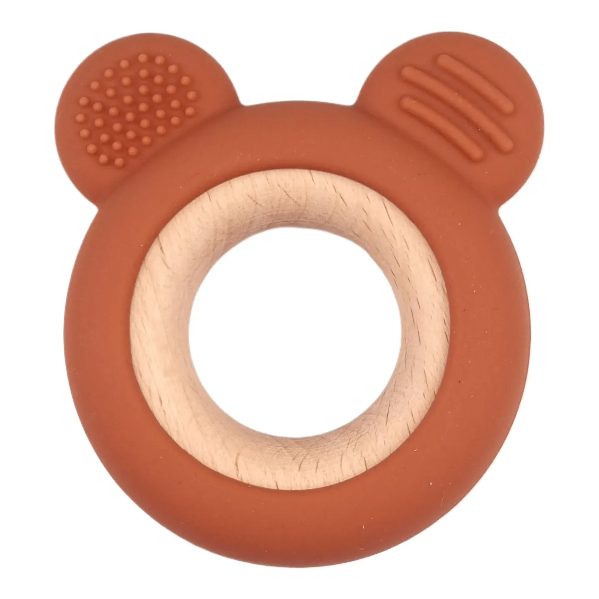 <ul> <li>Color: Amber</li> <li>Material: EN-71 safely tested beech wood and silicone material, completely BPA-free</li> <li>Model: Bear</li>
</ul>
This teething figure pairs perfectly with our beech wood beads, rings and Amber silicone beads. Jootjes Haakcadeautjes