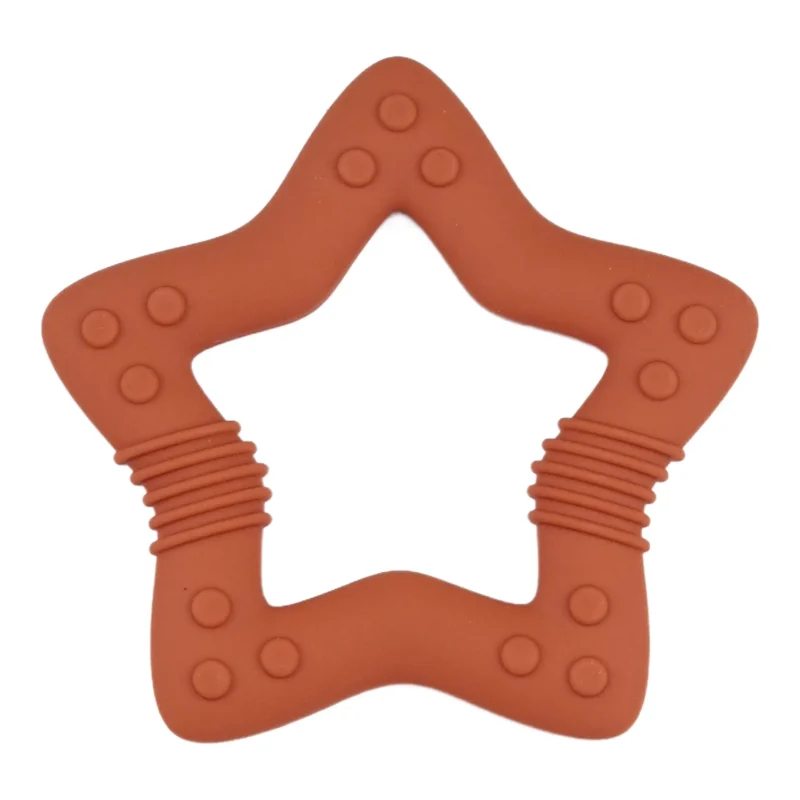 Siliconen bijtring - Relief - Ster - Amber