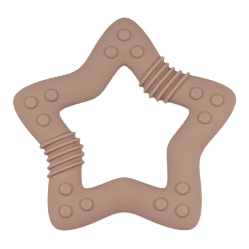 Siliconen bijtring - Relief - Ster - Dark Wood