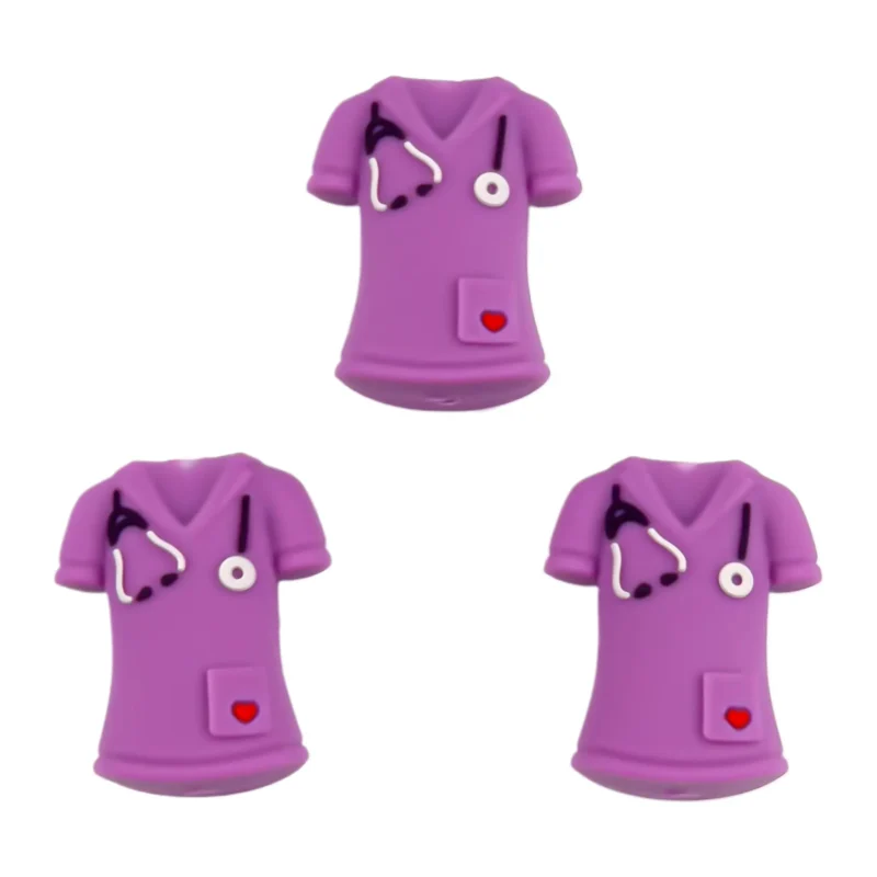 Siliconen kralen - 3D -  Verplegers Uniform - Paars