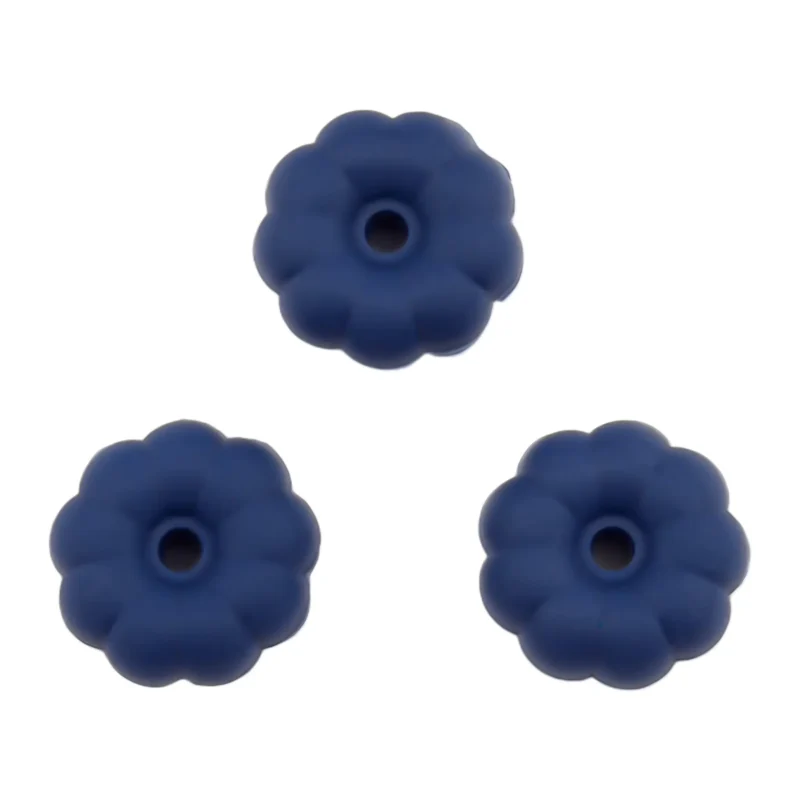 Silicone Bead - Pumpkin - 8 mm x 16 mm - Mat Navy