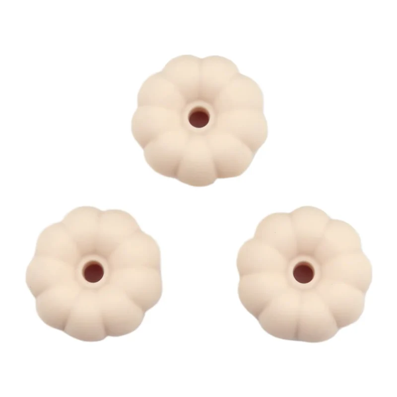Siliconen Kraal - Pompoen - 8 mm x 16 mm - Ivory