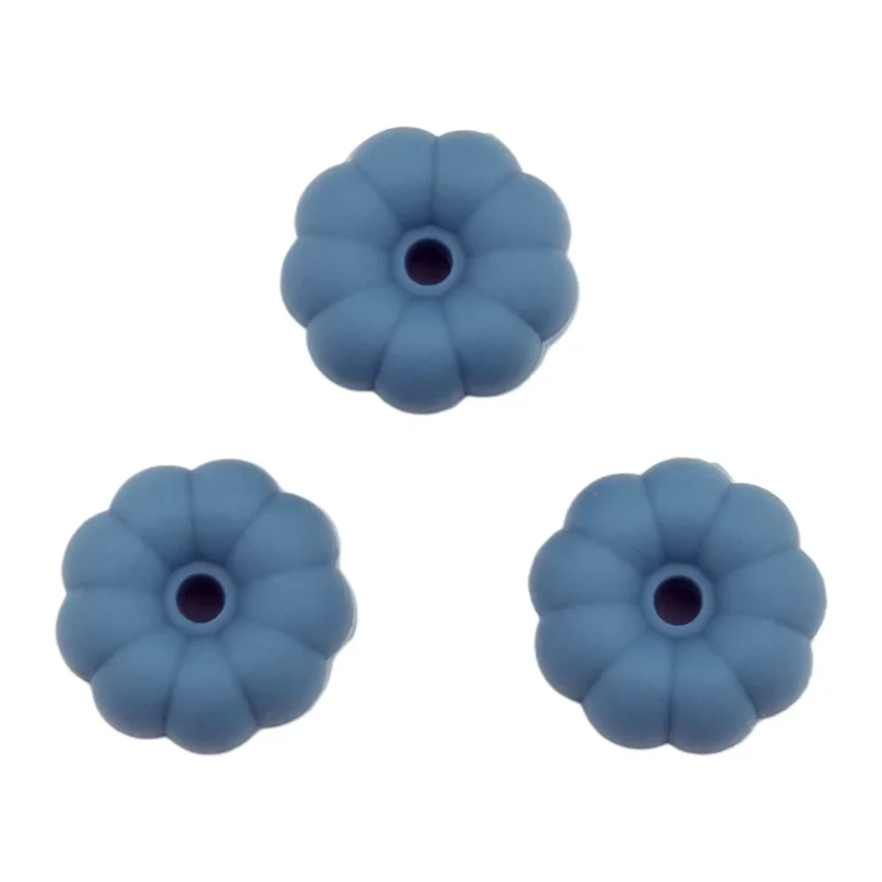 Silicone Bead - Pumpkin - 8 mm x 16 mm - Gray Petrol