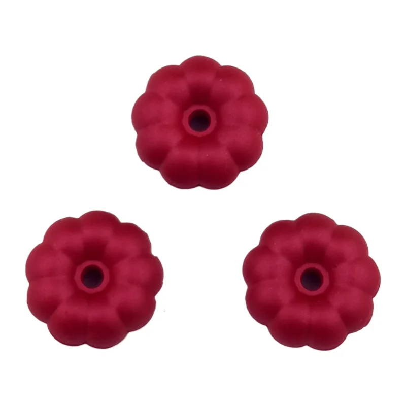 Silicone Bead - Pumpkin - 10 mm x 25 mm - Red Nugget