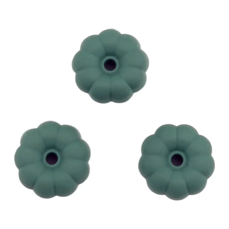 Silicone Bead - Pumpkin - 8 mm x 16 mm - Dark Thyme