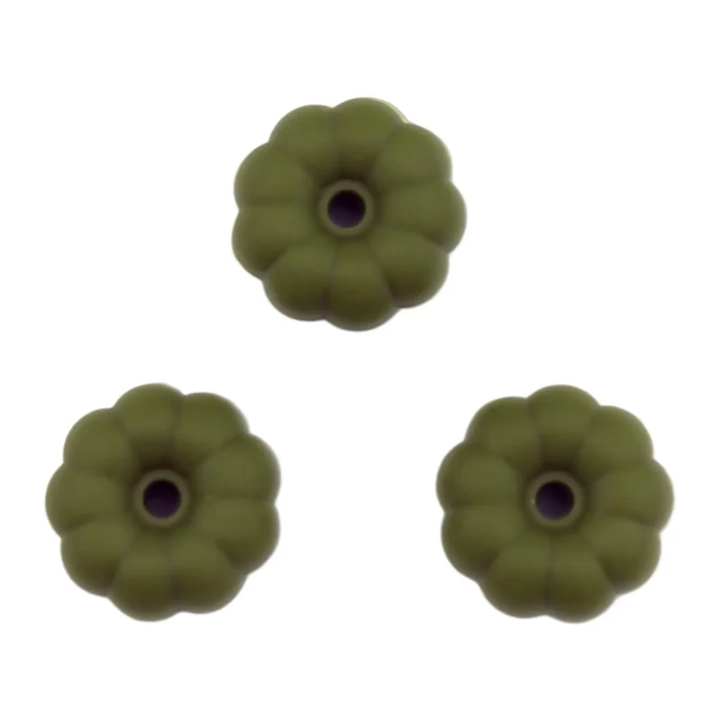 Silicone Bead - Pumpkin - 10 mm x 25 mm - Moss Green