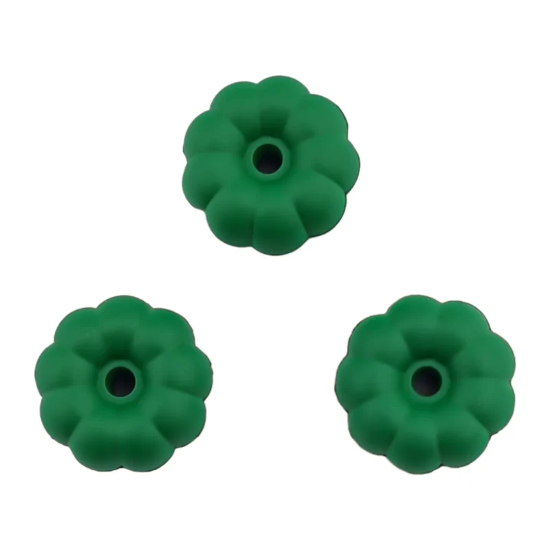 Silicone Bead - Pumpkin - 10 mm x 25 mm - Green Nugget
