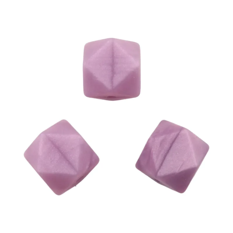 Siliconen kralen - Hexagon - 14 mm - Metallic Mauve