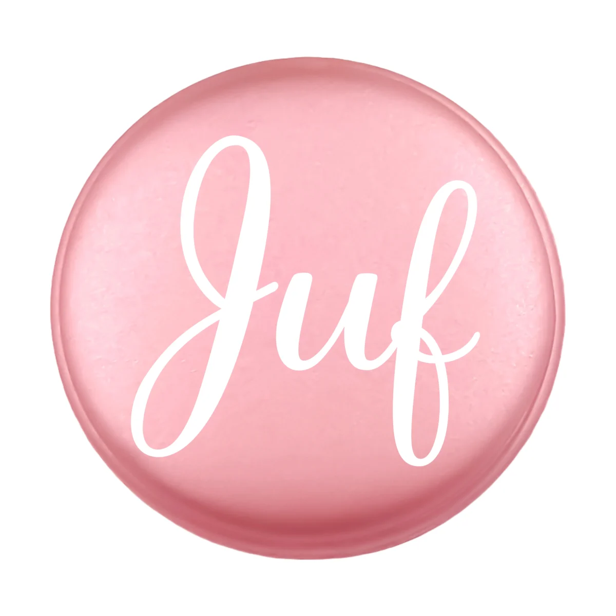<ul> <li>Gravering: Juf met bloemenprint op de achterzijde.</li> <li>Wensmuntje van 30 mm - Uniek Design! - Design geregistreerd</li> <li>Speciale Custom made siliconen kralen</li> <li>Deze kralen worden gemaakt met een speciale unieke productietechniek!</li> <li>Meerdere Nugget kleuren te kiezen.</li> <li>Gat van boven naar beneden</li> <li>Hoge kwaliteit baby veilig siliconen</li> <li>Veilig volgens EN-71 chemische testen!</li> </ul> Perfect voor het gebruik op onze wijnstoppers, sleutelhangers, flesopeners, jashangers, notitieboekjes en meer. Jootjes Haakcadeautjes