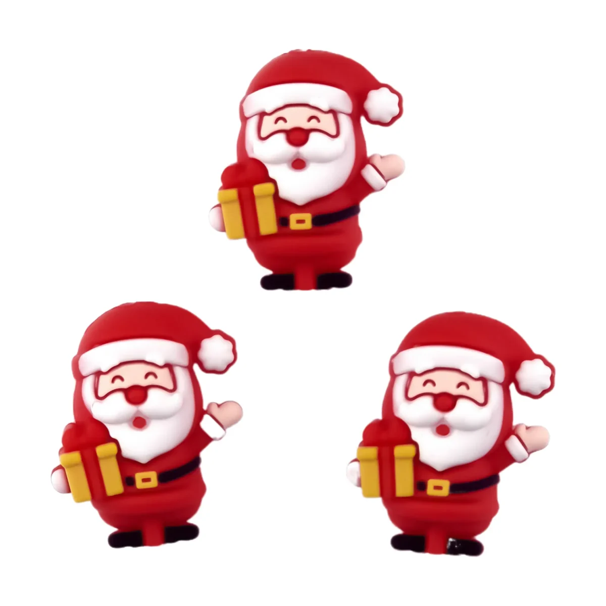 Siliconen kraal - 3D Kerstman met Kado - Afbeelding 1