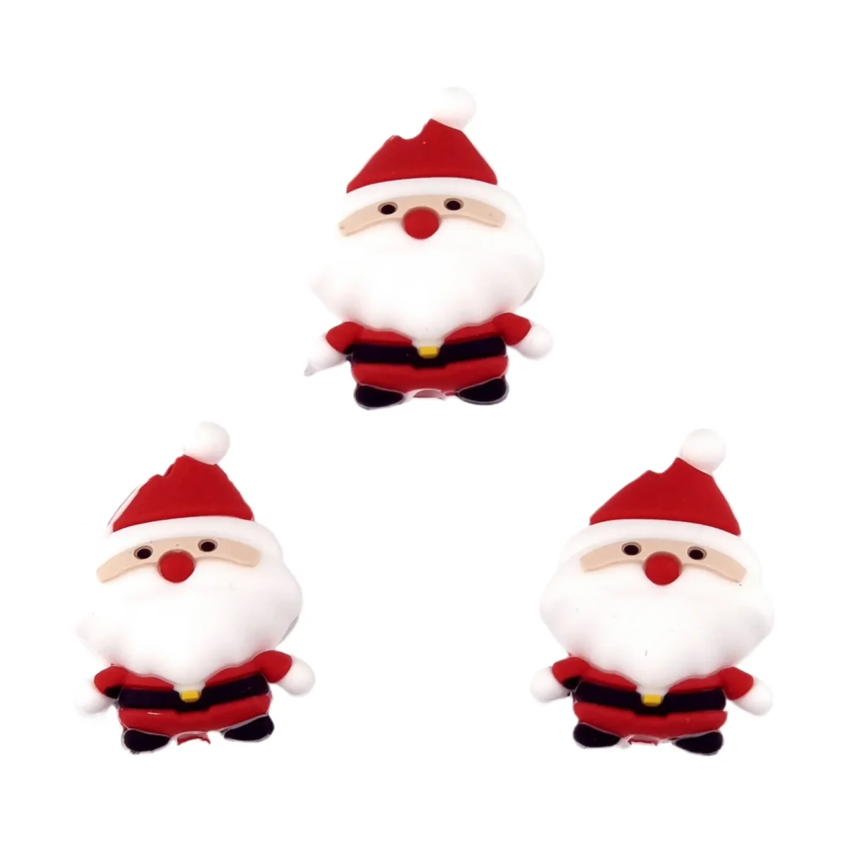 Siliconen kraal - 3D Kerstman met Rode Neus - Afbeelding 1